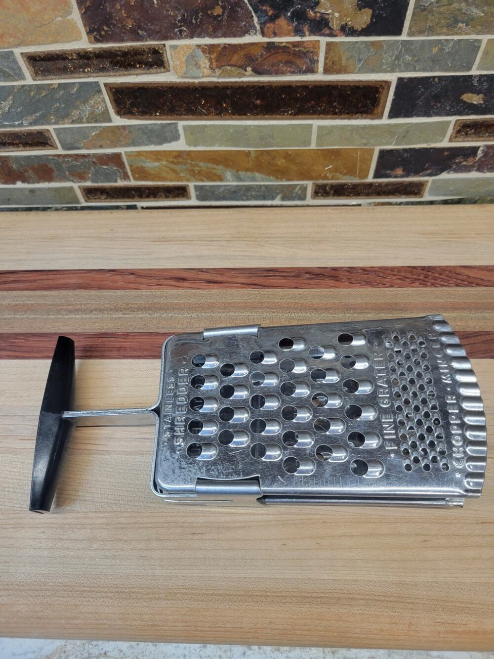 Vintage Stainless Steel Handheld Kitchen Grater Slicer Chopper Mincer Shredder